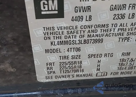 2020 Buick Encore Gx Awd Essence z USA, uszkodzony, nr VIN KL4MMGSL3LB073999